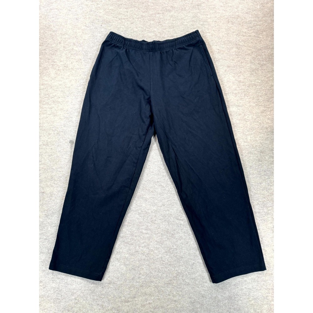 Lands End Jersey Knit Pants Mens Large 36-38 Navy Blue Cotton Straight Leg 75874